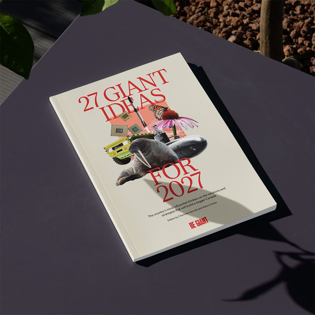 The book 27 Giant Ideas for 2027 on a table outdoors
